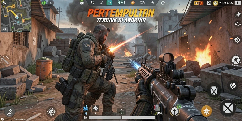 Screenshot gameplay <strong>9ET</strong> menampilkan aksi tembak-menembak yang mendebarkan.
