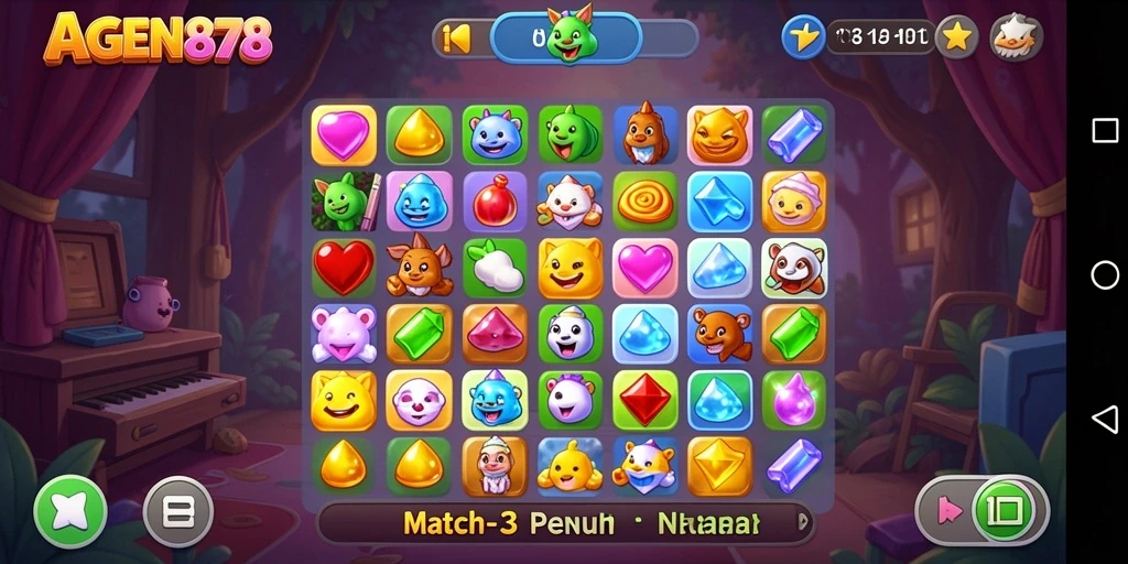 Tampilan gameplay AGEN878 yang menarik dalam permainan Match-3.