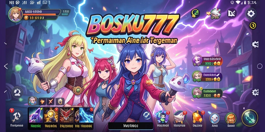Tampilan gameplay menarik dengan karakter anime yang penuh warna.