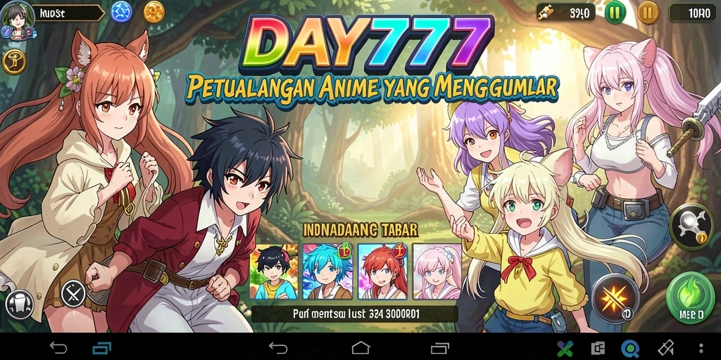 Screenshot DAY777 menunjukkan karakter anime dalam aksi yang memukau.