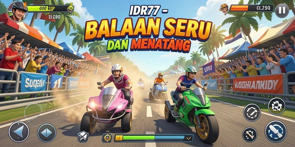Tampilan aksi balapan seru dalam IDR77.