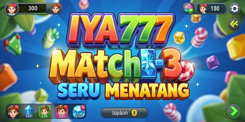 Screenshot IYA777 menunjukkan gameplay Match-3 yang mengasyikkan.