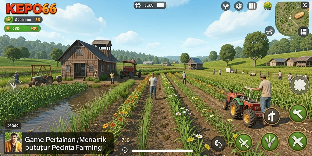 Screenshot gameplay KEPO66 menampilkan aktivitas bertani yang menarik.