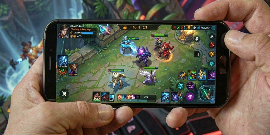 Screenshot gameplay PANDORA99 menampilkan pertarungan seru di arena MOBA.