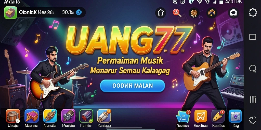 Screenshot gameplay UANG77 dengan tantangan musik seru.