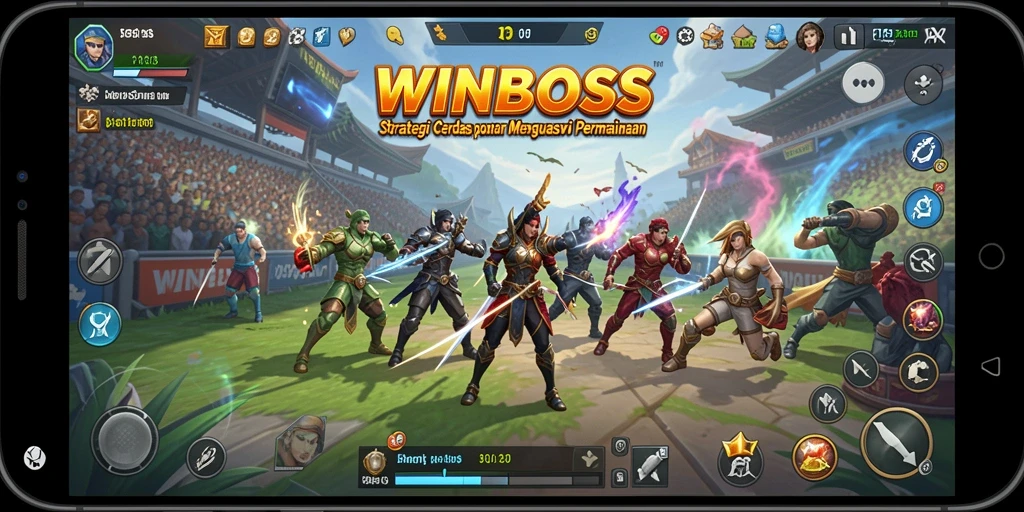 Gameplay menantang dalam WINBOSS yang memperlihatkan strategi cerdas dan taktis.